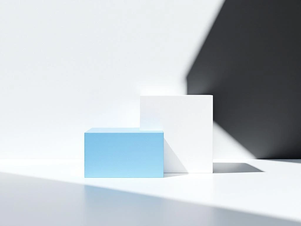 Drie oplopende geometrische blokken in wit, zwart en blauw symboliseren groei en wervingsproces